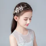 White Flowers Tiara Hairpin Tiara Performance Birthday Dinner Show Accessories Tiara