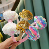 Double Sequin Bowknot Headpiece Toothed Antiskid Hair Band Hair Clasp