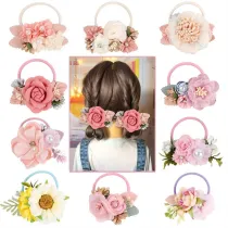 Pearl Flowers Rubber Band Princess Headpiece Hair Clip