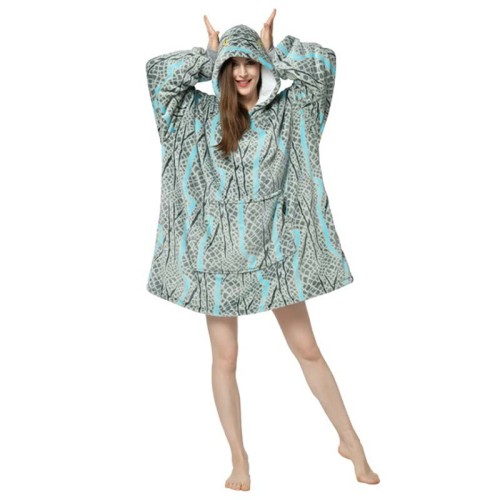 Adult Serpentine Wearable Oversized Sherpa Blanket Hoodie Sweatshirt Super Soft Warm Plush Hooded Blanket