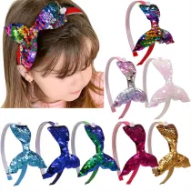 Sequined Mermaid Heart Headpiece Toothed Antiskid Hair Band Hair Clasp