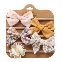 Flower Pattern Hand Made Bow Princess Headpiece Hair Clip