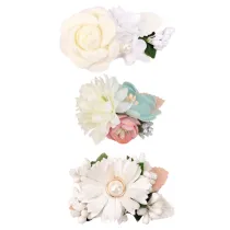 Net Yarn Pearl Simulation Flowers Princess Headpiece Hair Clip