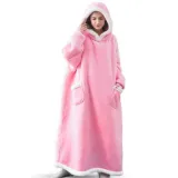 Extended Vertical Pocket Flannel Lazy Blanket Flannel Lamb Wool TV Blanket