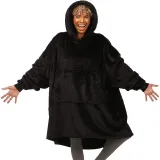 Adult Pure Color Wearable Oversized Sherpa Blanket Hoodie Sweatshirt Super Soft Warm Plush Hooded Blanket