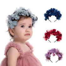 Baby Gauze Wreath Flower Headgear HairBand Headpiece Toothed Antiskid Hair Band Hair Clasp
