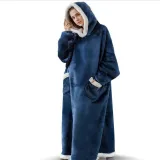 Extended Vertical Pocket Flannel Lazy Blanket Flannel Lamb Wool TV Blanket