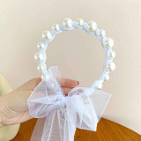 Pearl Ribbon Headpiece Toothed Antiskid Hair Band Hair Clasp