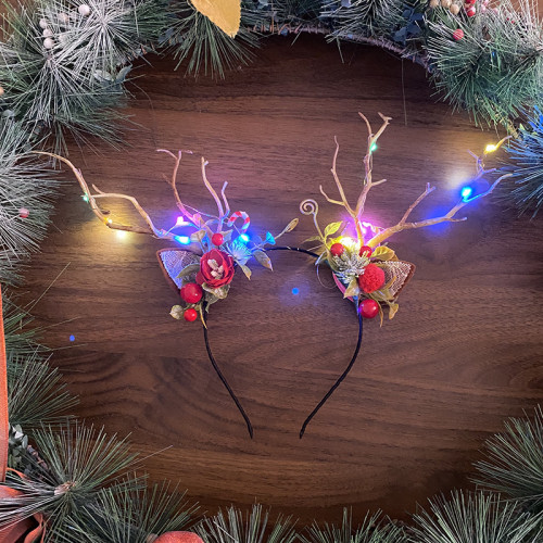 Merry Christmas Antlers Headpiece LED Light Up Headdress