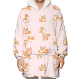 Animal Lazy Blanket Hooded TV Blanket Plus Velvet Warm Casual Sweater Blanket
