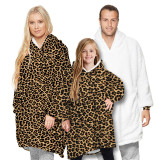 Leopard Wearable Oversized Sherpa Blanket Hoodie Sweatshirt Super Soft Warm Plush Hooded Blanket