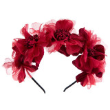 Baby Gauze Wreath Flower Headgear HairBand Headpiece Toothed Antiskid Hair Band Hair Clasp