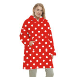 Dot Print Parent-Child Wearable Oversized Sherpa Blanket Hoodie Sweatshirt Super Soft Warm Plush Hooded Blanket