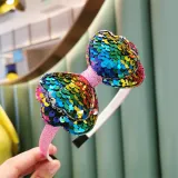 Double Sequin Bowknot Headpiece Toothed Antiskid Hair Band Hair Clasp