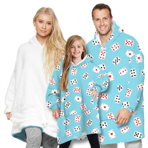 Card Parent-Child Wearable Oversized Sherpa Blanket Hoodie Sweatshirt Super Soft Warm Plush Hooded Blanket