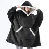 Adult Wearable Oversized Sherpa Blanket Hoodie Sweatshirt Super Soft Warm Plush Hooded Blanket