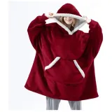 Adult Wearable Oversized Sherpa Blanket Hoodie Sweatshirt Super Soft Warm Plush Hooded Blanket