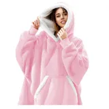 Adult Wearable Oversized Sherpa Blanket Hoodie Sweatshirt Super Soft Warm Plush Hooded Blanket