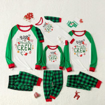 Plus Size Christmas Family Matching Sleepwear Pajamas Sets 2022 Christmas Slogan Tops And Green Plaids Pants