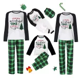The Most Wonderful Time Of Year Christmas Matching Family Pajamas Plus Size Green Plaid Pajamas Set