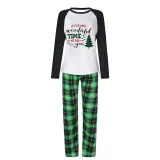 The Most Wonderful Time Of Year Christmas Matching Family Pajamas Plus Size Green Plaid Pajamas Set