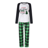 The Most Wonderful Time Of Year Christmas Matching Family Pajamas Plus Size Green Plaid Pajamas Set