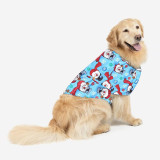 Christmas Family Matching Pajamas Christmas Blue Jolly Fun Snowman Top and Snowflake Pant With Dog Cloth