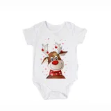 KidsHoo Exclusive Design Cute White Christmas Deer T-shirt and Red Plaids Short Pants Christmas Family Matching Sleepwear Pajamas Sets