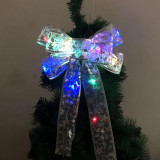 Christmas Decorations Led Printed Bow Ribbon Christmas Tree Decorative Pendant