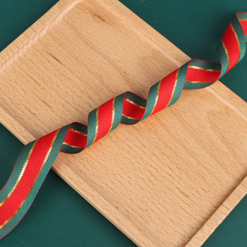 Christmas Ribbon Cake Gift Printing Stripe Christmas Tree Christmas Decorations Handmade Ribbon