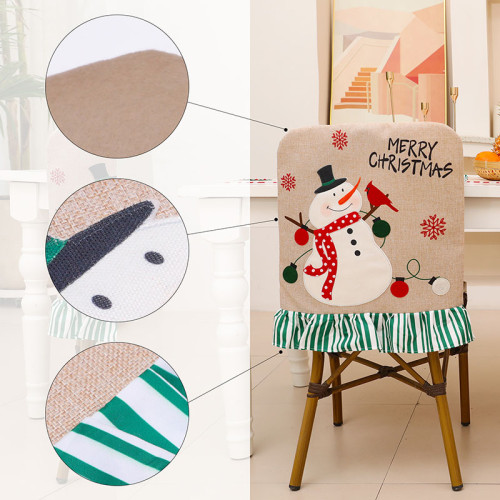 Christmas Chair Covers Table Mat Tablecloth Snowman Merry Christmas Dining Chair Decoration for Xmas Holiday