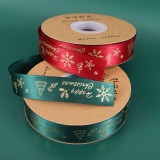Christmas Ribbon Bow Cake Packaging Bronzing Printing Snowflake Jacquard Ribbon