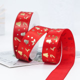 Red Series Christmas Ribbon Cake Gift Gilding Printing Snowflake Merry Christmas Jacquard Ribbon