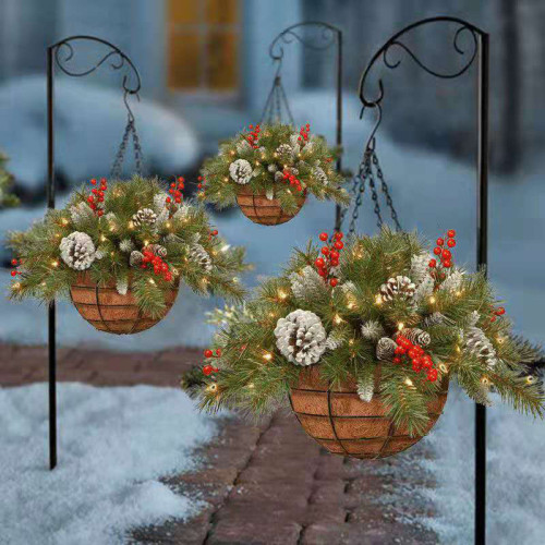 Christmas Hanging Basket Wreath Door Hanger for Christmas Decoration