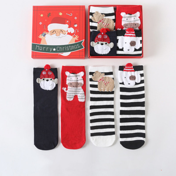 Women 4 Pairs Of Christmas Socks Cute Winter Warm Girls Socks Christmas Gifts