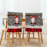 Christmas Chair Covers Table Mat Santa Claus Snowflake Linen Dining Chair Decoration for Xmas Holiday