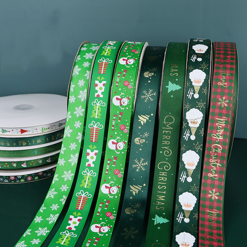 Christmas Ribbon Gift Cake Packaging Printing Santa Claus Jacquard Ribbon