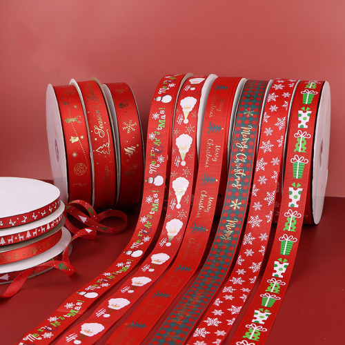 Christmas Ribbon Cake Gift Printing Merry Christmas Decorations Handmade Ribbon
