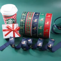 Christmas Deer Jacquard Ribbon Bow Gift Cake Packaging Ribbon