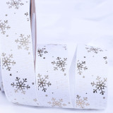 Christmas Ribbon Cake Gift Gilding Printing Snowflake Merry Christmas Decorations Handmade Ribbon