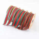 Christmas Ribbon Red Green Stripe Bow Bouquet Gift Packaging Ribbon