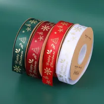 Christmas Ribbon Bow Cake Packaging Bronzing Printing Snowflake Jacquard Ribbon