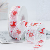 Christmas Ribbon Cake Gift Printing Snowflake Deer Jacquard Lace Edge Ribbon