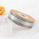 Organza Ribbon Gold Silver Metallic Edge DIY Bow Gift Packaging Ribbon