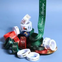 Christmas Ribbon Cake Gift Gilding Printing Snowflake Christmas Decorations Handmade Ribbon