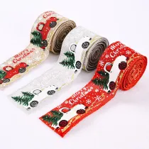 196.9 inch Creative Christmas Ribbon Printed Car Christmas Tree Decoration Color Bar