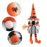 Halloween Long Hat and Long Leg with Broom Faceless Gnome Doll For Creative Ornaments