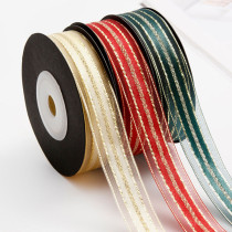 Wedding Wristband Organza Ribbon Gold Silver Metallic Edge DIY Bow Gift Packaging Ribbon