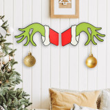 Christmas Wooden Hollow Out Door Hanger Gesture for Christmas Decoration