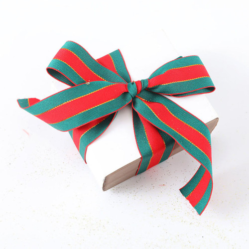 Christmas Ribbon Red Green Stripe Bow Bouquet Gift Packaging Ribbon